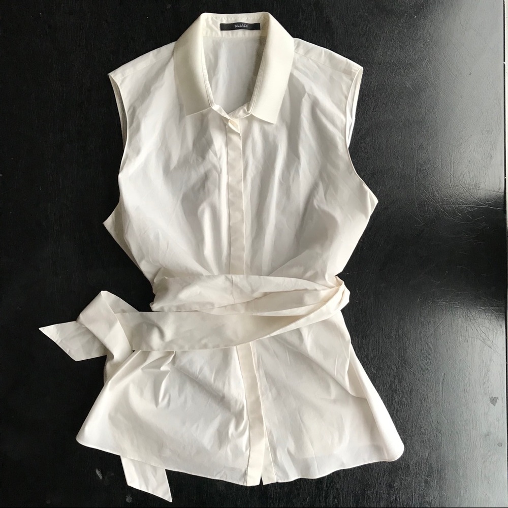 Tahari Sleeveless Wrap Blouse